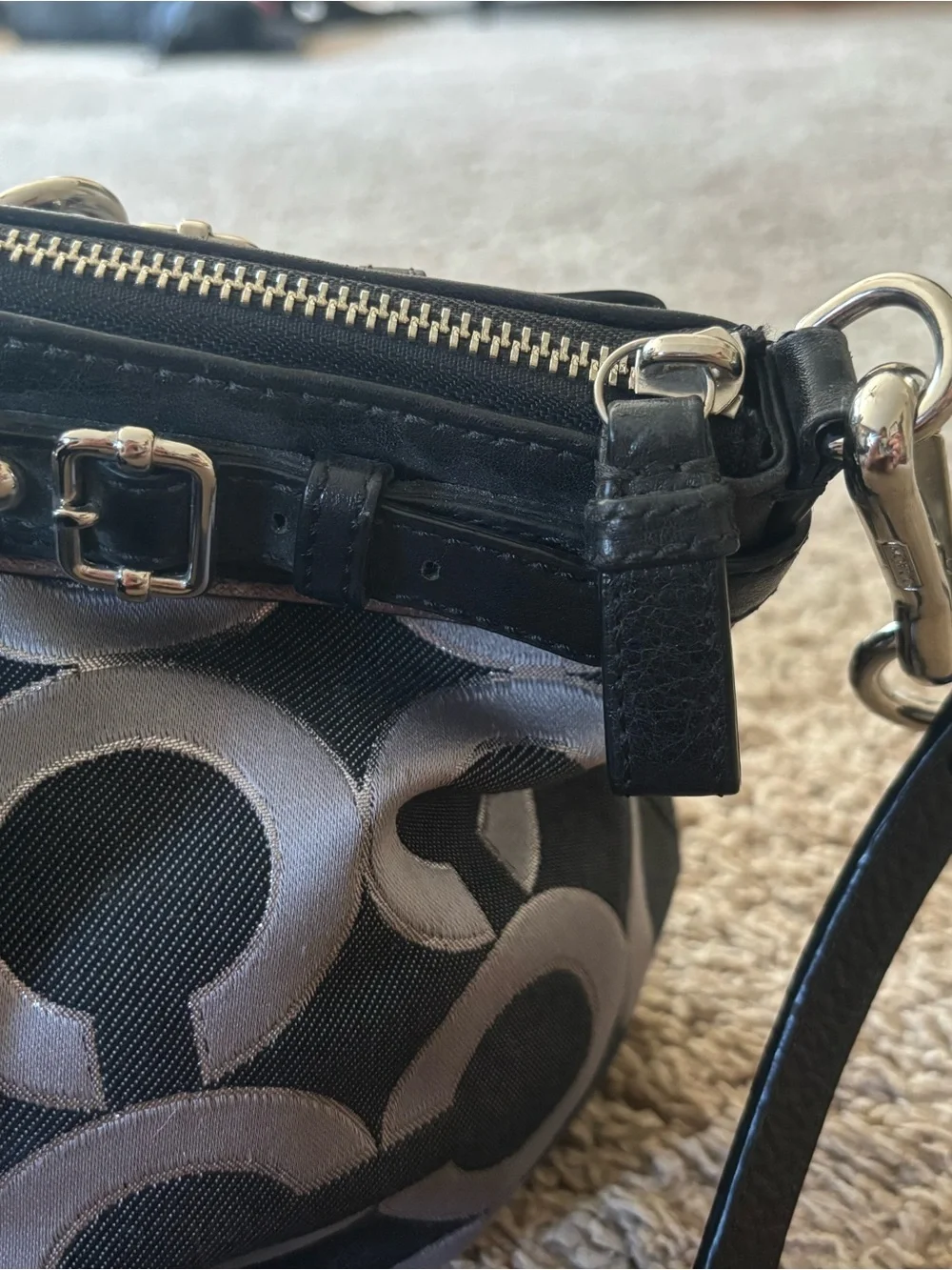 Coach Black & Gray Mini Signature Satchel